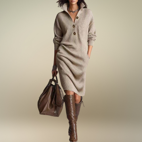 Rowan | Elegant Winter Dress with Buttons