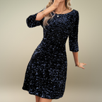 Tatum | Festive sequin dress with an open back